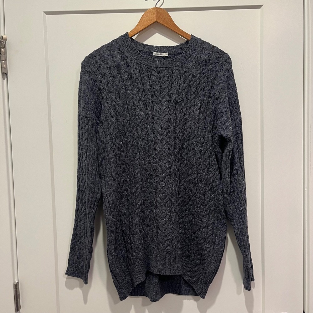 Gramicci  Gray Cable‎ Knit Hemp Organic Cotton Blend Crewneck Sweater Mens Small